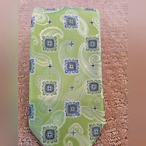 100% Silk Canali Green and Blue Paisley Tie